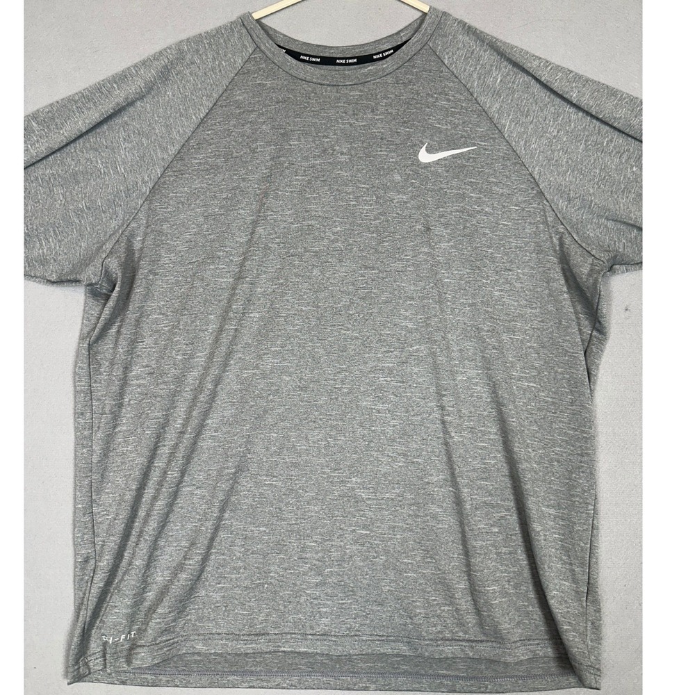 Nike Swim Shirt Mens XL Grey Dri-Fit Heather Activewear Top Long Sleeve Swoosh